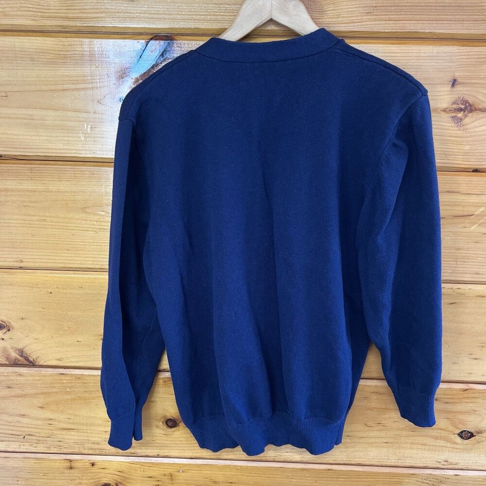 Susan Bristol Vintage 90s Embroidered Women Sports Navy Cardigan Sweater Medium - Picture 5 of 5